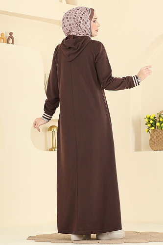 moda selvim Dress 717PM271 Dark Brown - Thumbnail