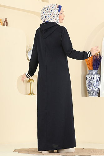 moda selvim Dress 717PM271 Dark Navy Blue - Thumbnail