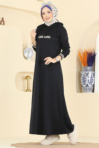 moda selvim Dress 717PM271 Dark Navy Blue - Thumbnail