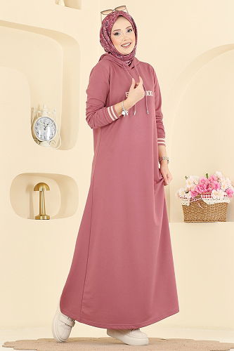 moda selvim Dress 717PM271 Dark Rose Dusky - Thumbnail