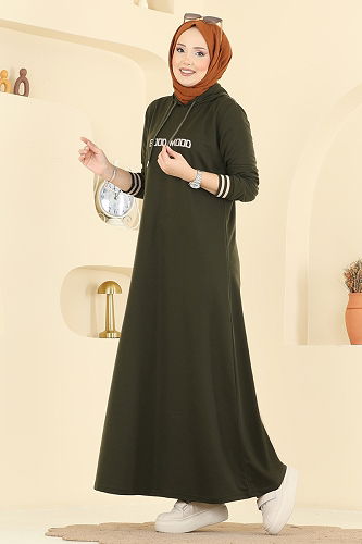 moda selvim Dress 717PM271 Khaki - Thumbnail