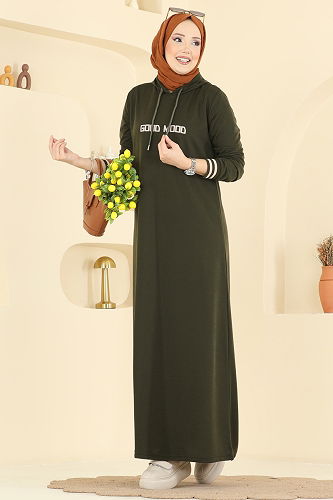 moda selvim Dress 717PM271 Khaki - Thumbnail