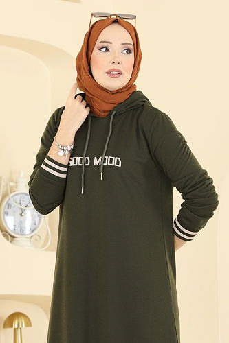 moda selvim الفستان اخضر عفني 717PM271 - Thumbnail