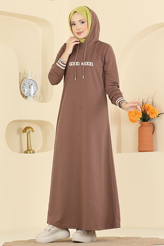 moda selvim الفستان بيج وردي 717PM271 - Thumbnail