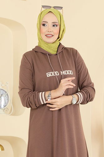 moda selvim الفستان بيج وردي 717PM271 - Thumbnail