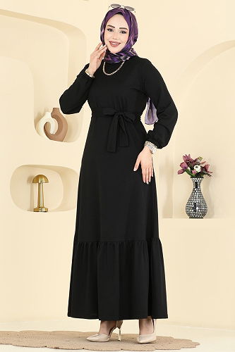 moda selvim Dress 718PM271 Black - Thumbnail