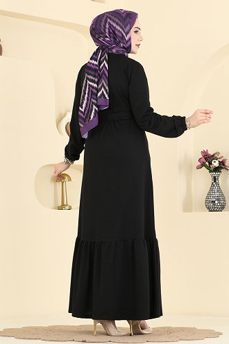 moda selvim Dress 718PM271 Black - Thumbnail