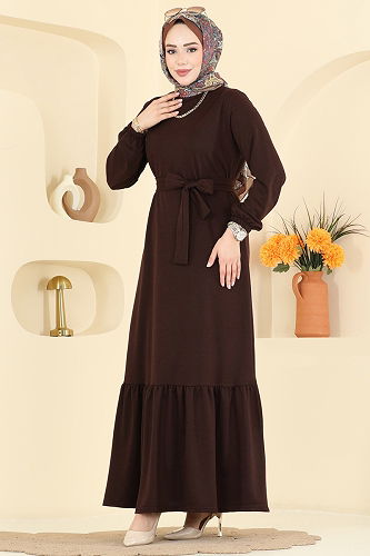 moda selvim Dress 718PM271 Brown - Thumbnail