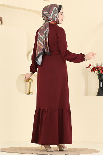 moda selvim الفستان خمري 718PM271 - Thumbnail