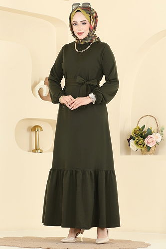 moda selvim الفستان اخضر عفني 718PM271 - Thumbnail