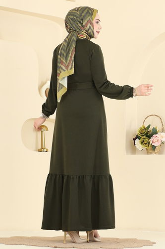 moda selvim الفستان اخضر عفني 718PM271 - Thumbnail