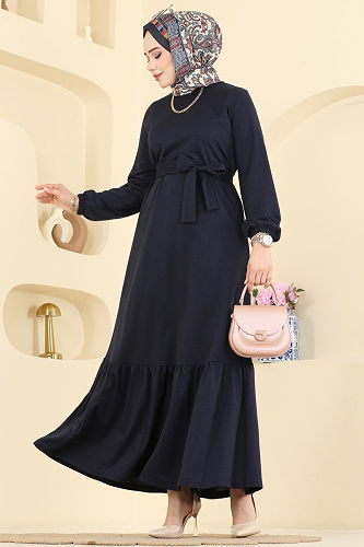 moda selvim Dress 718PM271 Navy Blue - Thumbnail