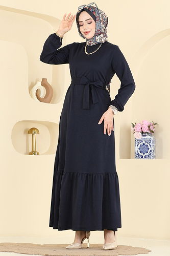 moda selvim Dress 718PM271 Navy Blue - Thumbnail