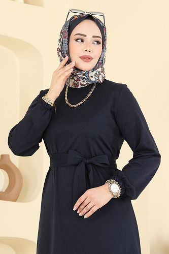 moda selvim Dress 718PM271 Navy Blue - Thumbnail