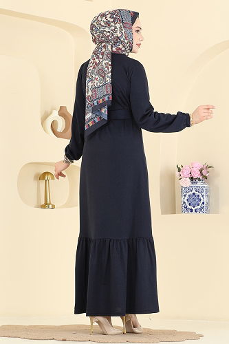 moda selvim Dress 718PM271 Navy Blue - Thumbnail