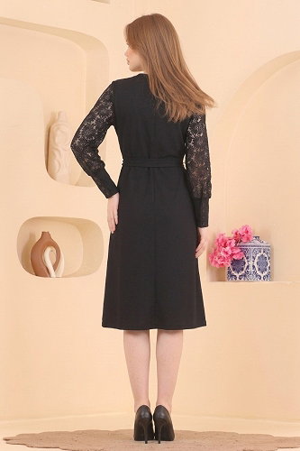 moda selvim Dress 72493JNT1202 Black - Thumbnail