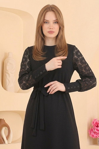 moda selvim الفستان أسود 72493JNT1202 - Thumbnail