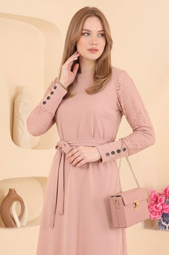 moda selvim Dress 72493JNT1202 Powder - Thumbnail