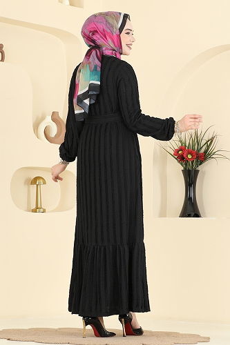 moda selvim Dress 726PM271 Black - Thumbnail