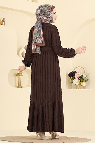 moda selvim الفستان بني 726PM271 - Thumbnail