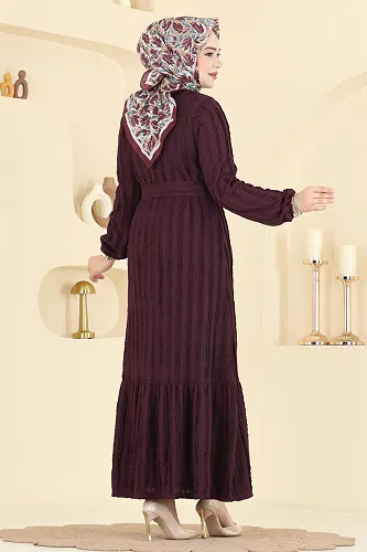 moda selvim Dress 726PM271 Damson - Thumbnail