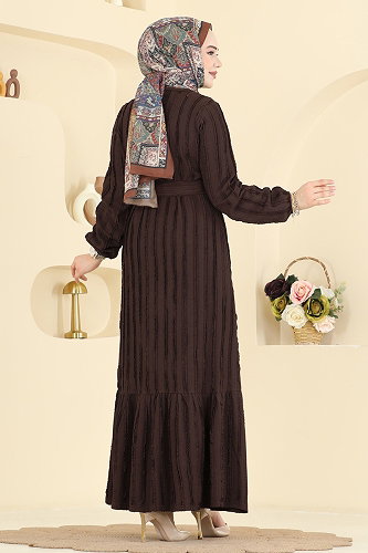 moda selvim الفستان بني فاتح 726PM271 - Thumbnail