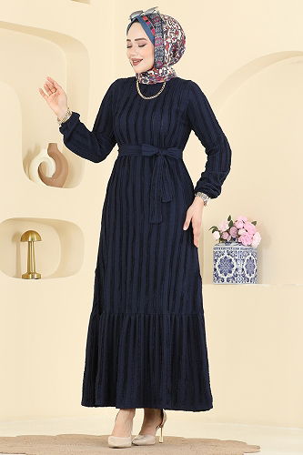 moda selvim Dress 726PM271 Navy Blue - Thumbnail