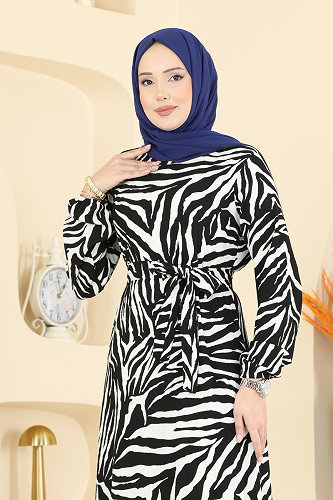 moda selvim الفستان اسود سكري 731PM271 - Thumbnail