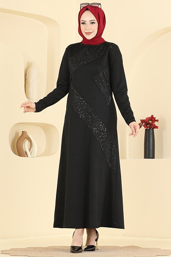 moda selvim Dress 735PM271 Black - Thumbnail