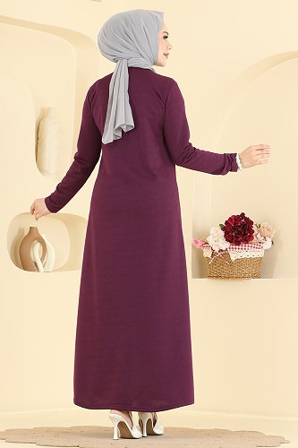 moda selvim Dress 735PM271 Damson - Thumbnail