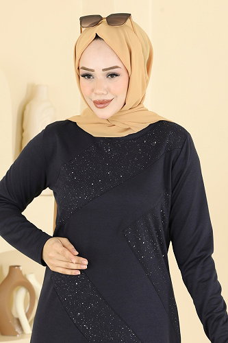 moda selvim Dress 735PM271 Dark Navy Blue - Thumbnail