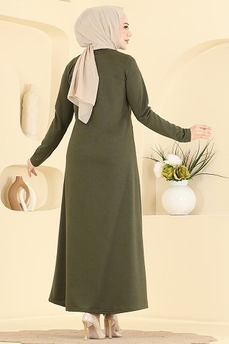 moda selvim Dress 735PM271 Khaki - Thumbnail