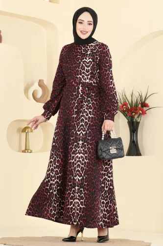 E.R.K. - Dress 7575ERK1158 Pattern 1 Burgundy