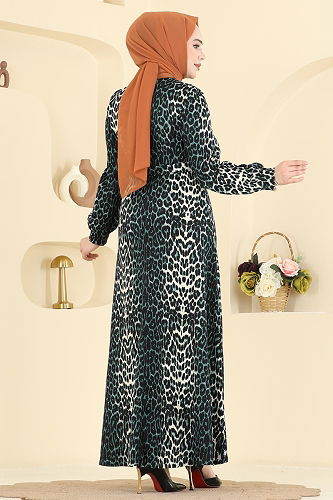 moda selvim الفستان نمط 1 زيتي 7575ERK1158 - Thumbnail