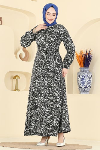 E.R.K. - Dress 7575ERK1158 Pattern 2 Black