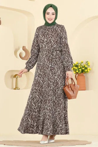 E.R.K. - Dress 7575ERK1158 Pattern 2 Brown