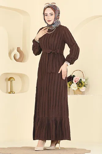 moda selvim Dress 757OZN1046 Brown - Thumbnail