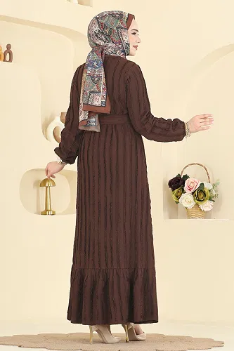 moda selvim Dress 757OZN1046 Brown - Thumbnail
