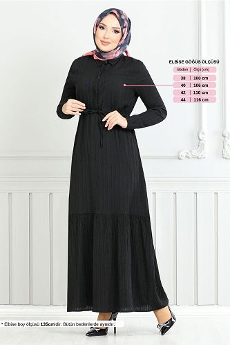 moda selvim Dress 779ASE1099-M Black - Thumbnail