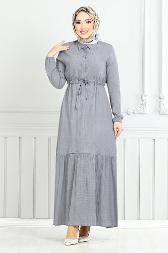 moda selvim Dress 779ASE1099-M Gray - Thumbnail