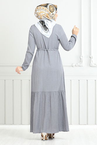 moda selvim الفستان رمادي 779ASE1099-M - Thumbnail