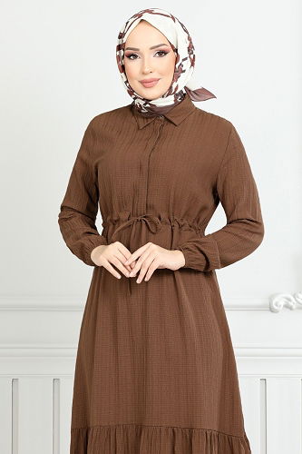 moda selvim Dress 779ASE1099-M Tan - Thumbnail