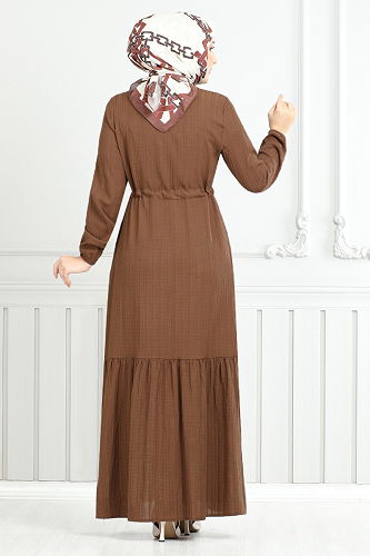 moda selvim Dress 779ASE1099-M Tan - Thumbnail