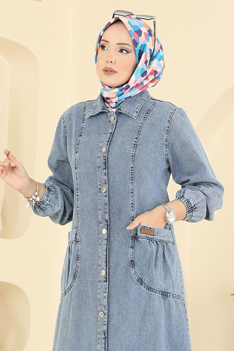 moda selvim الفستان جينز 7929ORG1169 - Thumbnail