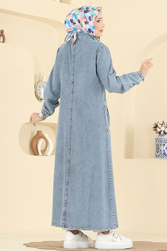 moda selvim الفستان جينز 7929ORG1169 - Thumbnail