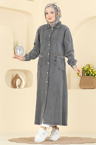 moda selvim Dress 7929ORG1169 Gray Jeans - Thumbnail