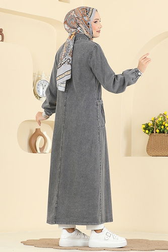 moda selvim Dress 7929ORG1169 Gray Jeans - Thumbnail