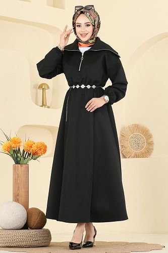 moda selvim Dress 8008TEG847 Black - Thumbnail