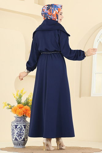 moda selvim Dress 8008TEG847 Navy Blue - Thumbnail