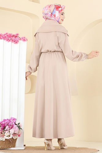 moda selvim Dress 8008TEG847 Stone - Thumbnail